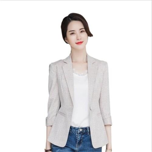 Women Office Lady Short Blazers 2019 Fashion Slim Wear To Work Female Blazers Coats Thin Mujer Plus Size 4XL Notched Coat Q1288