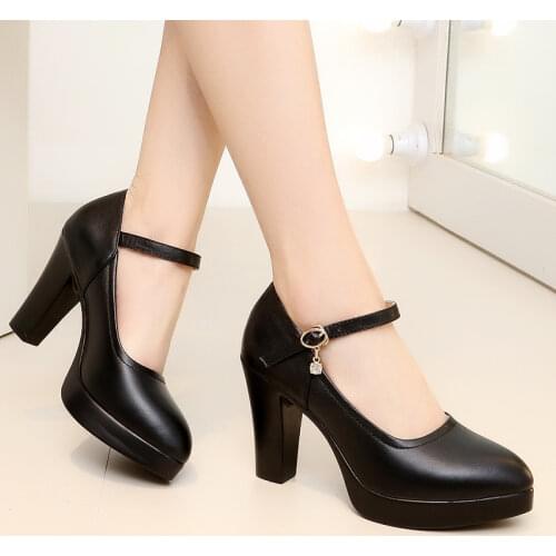 High Quality Ladies Party Wedding Shoes Autumn Patent leather Mary Jane shoes Women High Heels Comfortable Working Shoes
