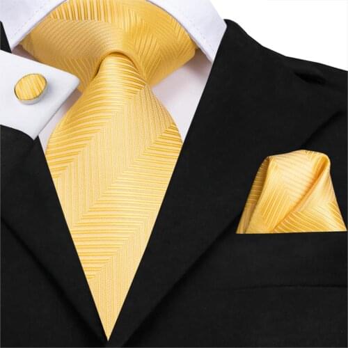 C-3077 Gold Striped Tie Silk Woven 8.5cm Men Tie Blue Red Necktie Handkerchiefs Classic Party Wedding Fashion Pocket Square Tie