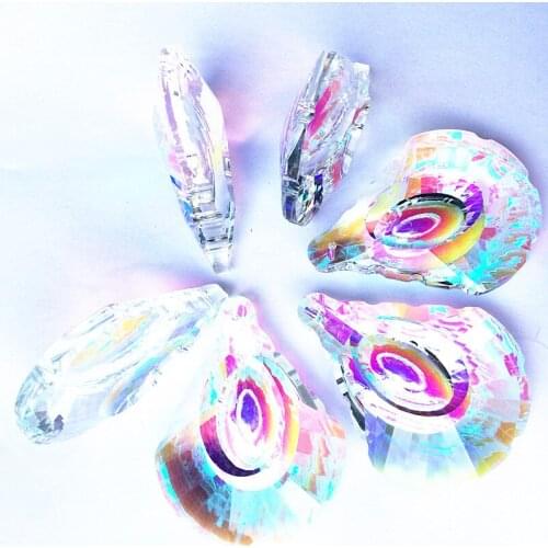 12pcs Multicolor Crystal Glass Shell Shape Pendants Vintage Home Decor Wedding Party minia turas Feng Shui Suncatcher Hanging