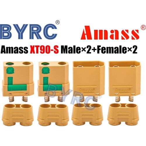 2Pairs Amass XT90-S plug XT90 upgrade fireproof fire plug RC aircraft male and female connectors