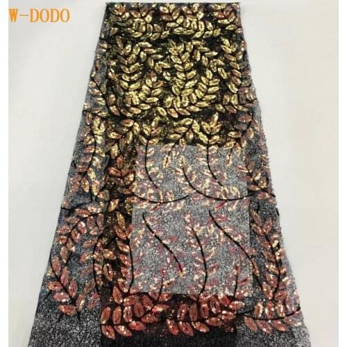 2020 High Quality French Nigerian Sequins Net African Tulle Mesh Sequence Lace Fabric For Dress 5yards/Lot RL1211E