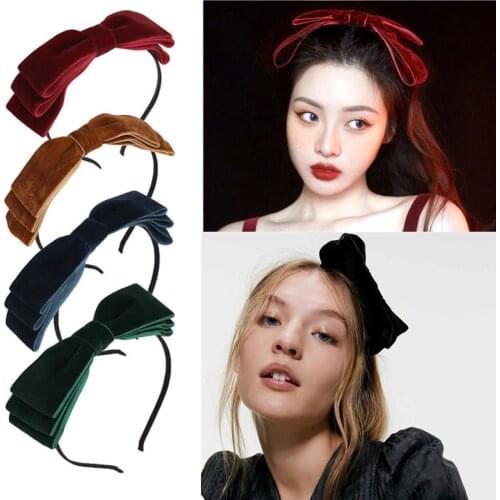 2021 Fashion Three-tier Velvet Bow Hairbands Vintage Cute Headbands Luxury Party Women Girls Hairbands Hair Accessories