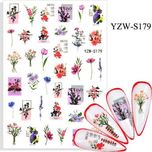 3D Stickers for Nails Bouquet Flowers Pineapple Nail Foil Decal Sliders Stickers for Manicure Nail Art Decoration Accessories