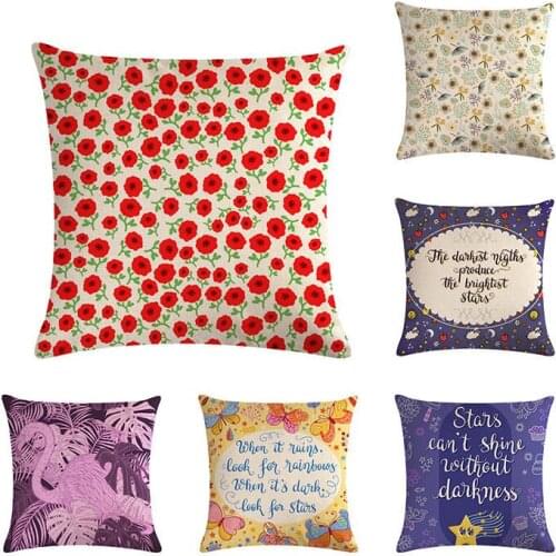 45x45cm Cushion Cover Colorful Flowers Pillowcase Plant Cotton Linen Decoration Home Decor Throw Pillow Cover For Sofa