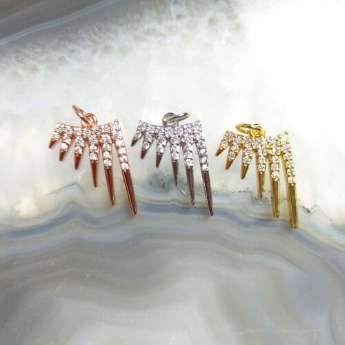 5pcs Elegant Angel Wing Pendant Necklace Micro CZ Pave Rose Gold Plated High Quality Jewelry Charms Wholesales For Women Girl Y