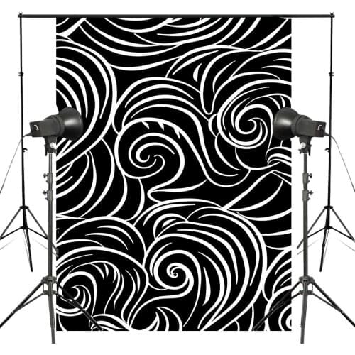 Abstract Waves Photography Backdrop Black White Clouds Background Art Photo Studio Wall Backdrop 5x7ft