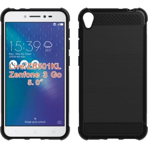 Shock Absorption Cover Soft TPU Anti Scratch Carbon Fiber Design Back Case for Asus Zenfone Live ZB501KL(Zenfone 3 Go)