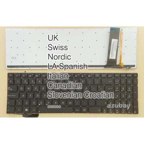UK Swiss Nordic LA Spanish Italian Canadian Slovenian CR Keyboard For Asus N56VJ N56VM N56VV N56VZ N76 N76VB N76VJ N76VM Backlit