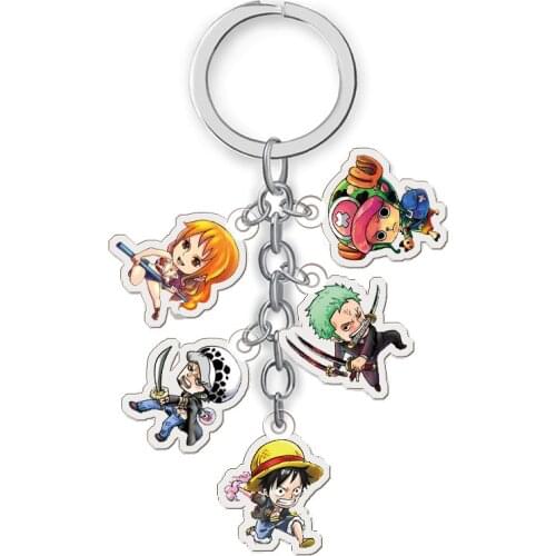 Anime One Piece Keychain Cartoon Figure Luffy Ace Nami Acrylic Pendant Keyring