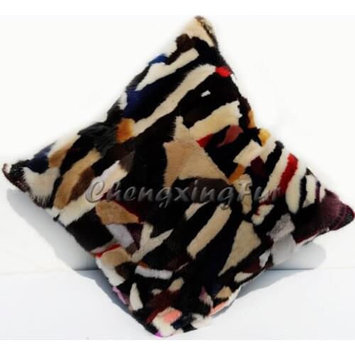 FREE SHIPPING CX-D-81-X Patchwork Mixed Color Mink fur Wholesale Decorative Cushion Cover Throw Pillows For Sofa Car Hotel