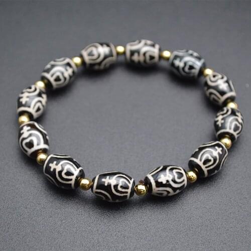 Various Veins Natural Black or Red Veins Agate DZI Tube Beads Bracelets Energy Man Woman Jewelry