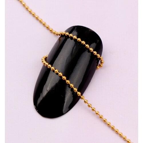 0.8~1 Meter Width 1mm Length Japanese 3D Gold Nail Metal Cut Steel Ball Chain Punk Style DIY Nail Art Decoration