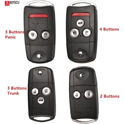 KEYECU 2/3/4 Buttons Flip Car Remote Key Shell Fob Fit for Honda Acura Civic Accord Jazz CRV HRV Key Case Housing Replacement