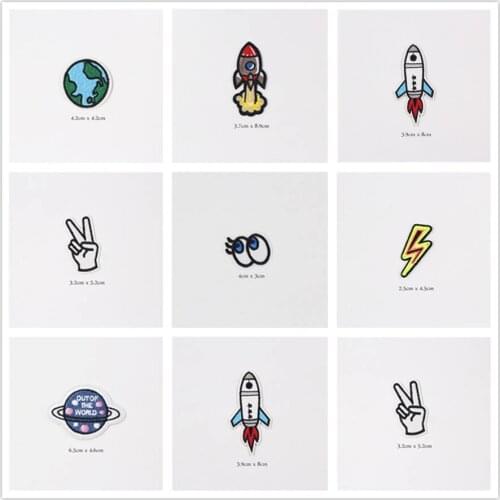 Eye Rocket Cartoon Patches Cap Shoe Iron On Embroidered Appliques DIY Apparel Accessories Patch For Clothing Fabric Badges BU154