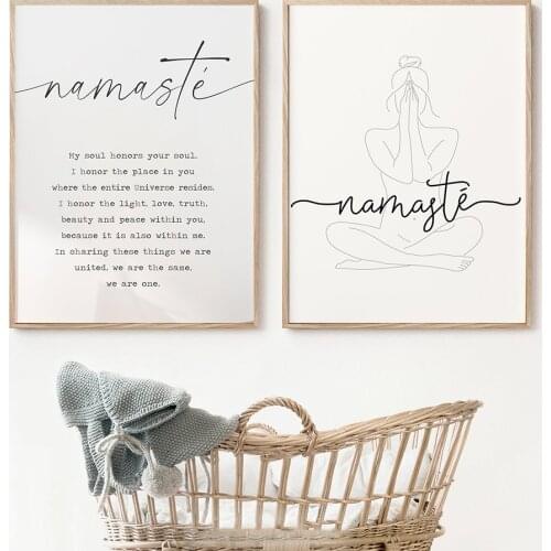 Nude Body Wall Art Picture Black and White Namaste Definition Canvas Painting Yoga Artwork Zen Posters and Prints for Living Roo