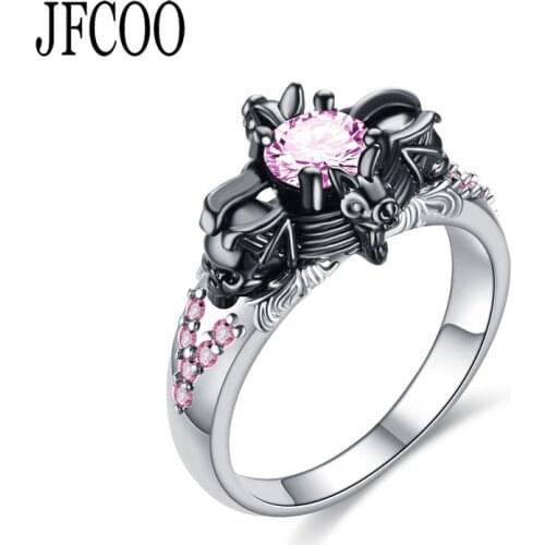 Skull Ring Womens Red Black Purple Blue Green Punk Zirconia Crystal Ring Jewelry Dropshipping