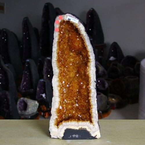 BEAUTIFUL 21.34LB; DARK BRAZILIAN CITRINE CRYSTAL CATHEDRAL GEODE