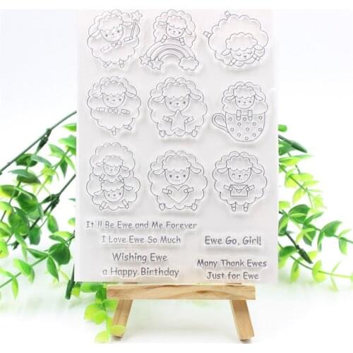 KSCRAFT Cute Ewe Transparent Clear Silicone Stamps for DIY Scrapbooking/Card Making/Kids Fun Decoration Supplies 237