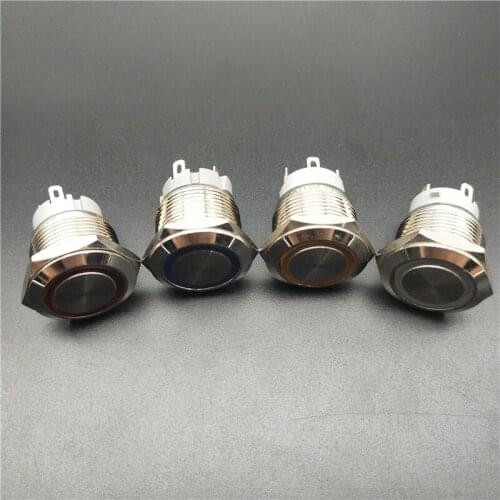 19mm Metal brass Push Button Switch flat round illumination ring Momentary self reset 1NO Car press button