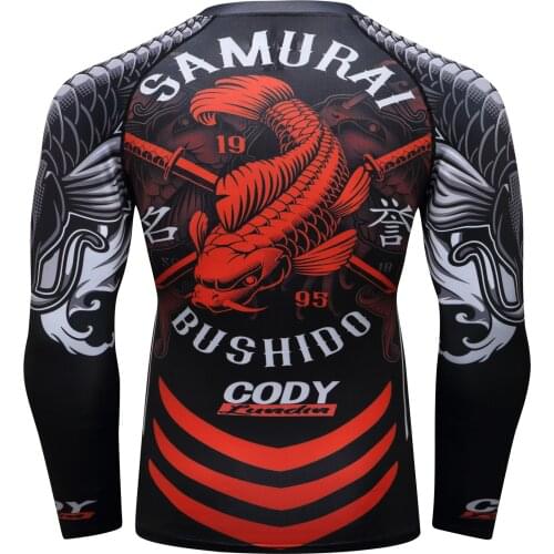 Fashion MMA Running T-Shirt Rashguard Men Long Sleeve T Shirts Bodybuilding MMA Clothing Sport Tops 3D Print T Shirt