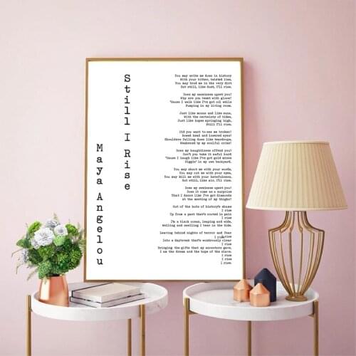 Modular Pictures Maya Angelou Quotes Canvas Wall Art Still I Rise Paintings Black White Printed Poster Bedroom Home Decor Frame