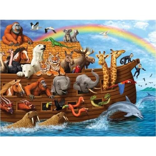 Cartoon Embroidery Mosaic Craft Animals Boat Diamond Painting Kits Beads Picture Wall Paper Rhinestones Drawing Christmas Gift