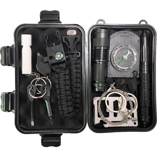 Survival kit set military outdoor travel mini camping tools aid kit emergency multifunct survive Wristband whistle SOS Emergency