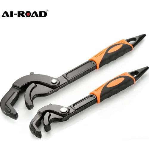 AI-ROAD 14-30/30-60mm Universal Key Pipe Wrench Open End Spanner Set High-carbon Steel Snap N Grip Tool Plumber Multi Hand Tool