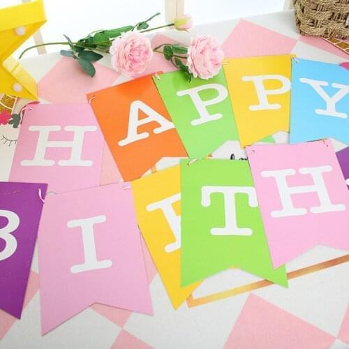 Unicorn banner happy birthday banner paperboard for Childrens birthday party decoration supply muliti-style optional