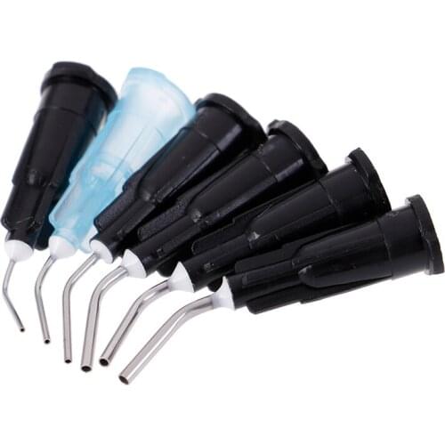 100pcs/lot Dental Irrigation Bent Needle Tips Flow Sealant Etchant Composite Resin Acid Reagent Delievery Syringe Tips Equipment