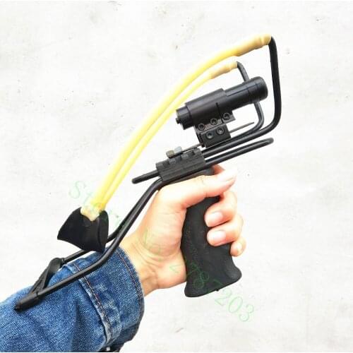 New Professional Laser Hunting Powerful Catapult Stainless Steel Hunter Aluminium Alloy Sling Shot Caza with Stretching Wrist