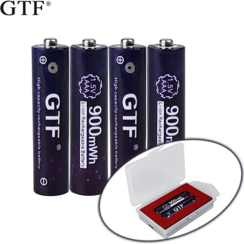 2020 NEW GTF1.5V USB AAA li-ion Battery 900mwh 600mah 100% capacity li-polymer USB rechargeable battery Box USB cable
