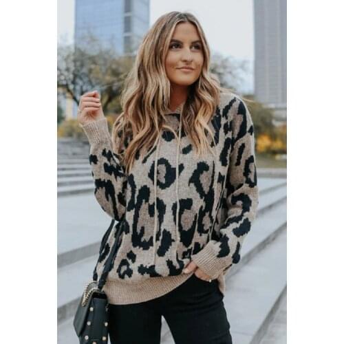 2021 New Womens Leopard Hoodie Loose Sweater Autumn Winter Hoodies Ladies Casual Sweatshirt Long Sleeve Casual Pullover Blouse