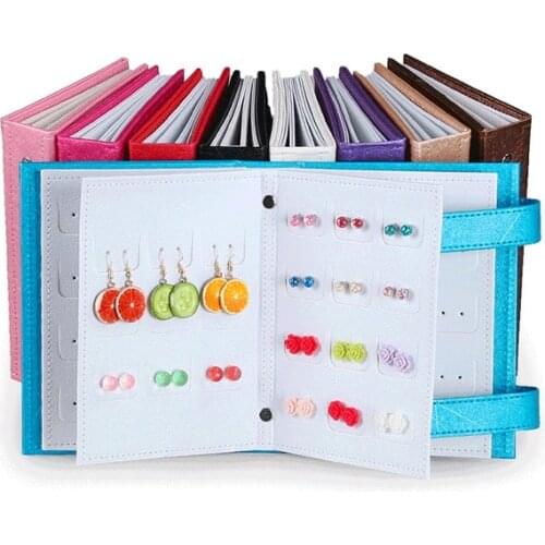 New Creative Studs Drop Dangle Earrings Storage Holder Book Stripe Portable Jewelry Box Organizer Leather Display Gift Case