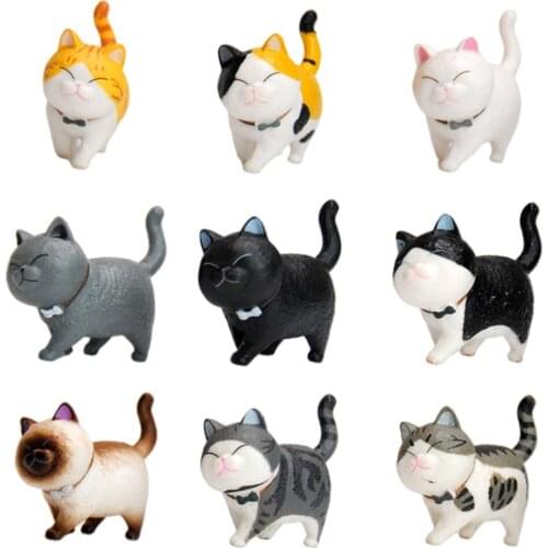 Solid PVC Cats Figures Free Standing Tabletop Kitten Dolls for Car Dashboard