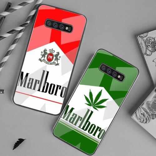 Rose Art Marlboros Cigarette Box Phone Case Tempered Glass For Samsung S20 Plus S7 S8 S9 S10 Plus Note 8 9 10 Plus