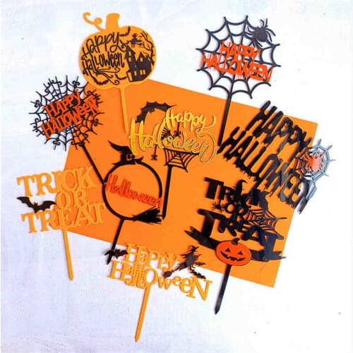 Happy Halloween Pumpkin Acrylic Cake Topper Halloween Cake Decorations Tools Halloween Decorations for Home Baking Accessories