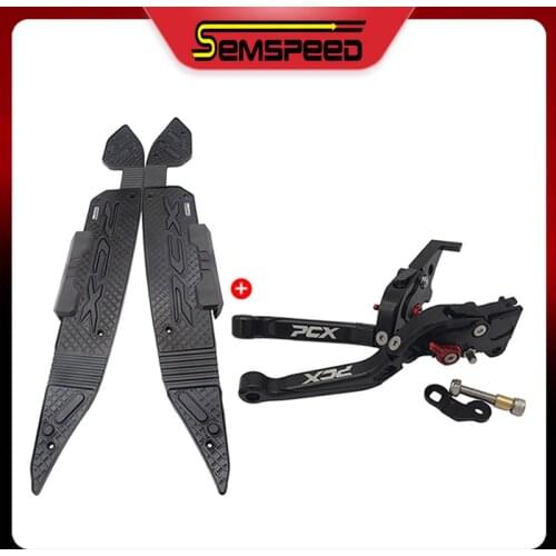 SEMSPEED Folding Extendable Clutch Brake Levers For Honda PCX 150 PCX 125 2019 2020 Motorcycle Parking Lever Footrest Pedal Kit