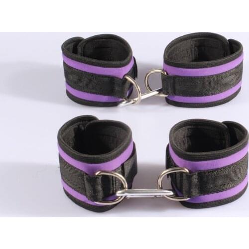 SMspade Drop shipping 2 in 1 kit sponge and braid handcuffs and ankle cuffs, Purple adult sex toys wrist cuffs and feet cuffs