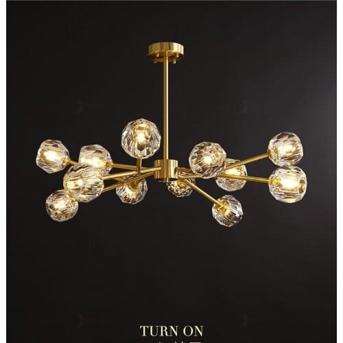 Modern American ALL Copper Crystal Chandelier Lighting and Dining Room Luxury Gold Lustre Kitchen Molecular art Hanging Lamps