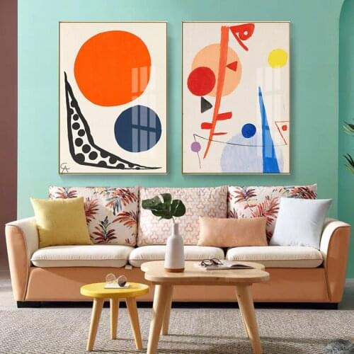 Modern Nordic Canvas Painting Print Posters Art Orange Abstract Geometry Wall Pictures For Living Kids Study Room Porch Decor