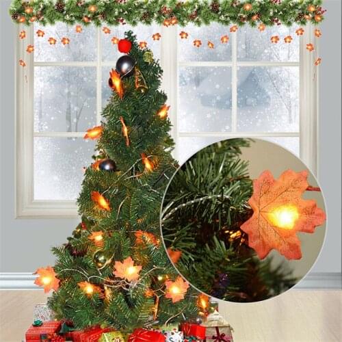 Home Decoration Artificial Plant Maple Leaf LED Light String DIY Christmas Halloween Holiday Living Room Lighting Party Garland