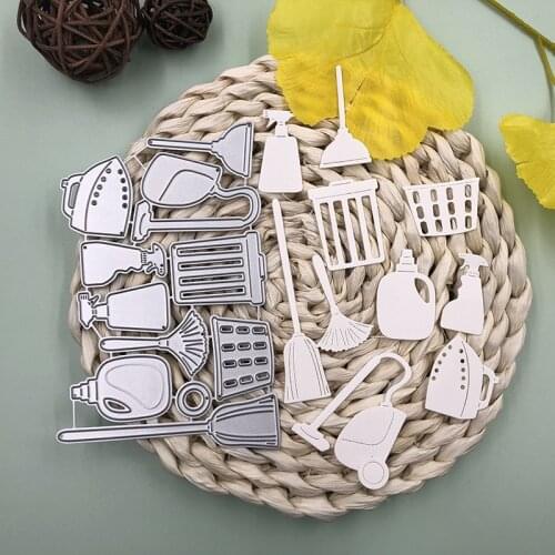 Bunnymoon Cleaning utensils Stitched Metal Cutting Die DIY Scrapbooking Craft Embossing Making Stencil Template