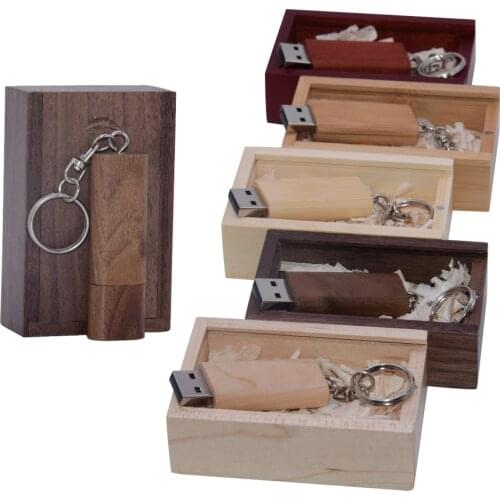 USB 2.0 woodn + box Flash Drive High speed Real capacity 16GB 32GB 64GB 128GB Pendrive high speed usb flash disk with key chain