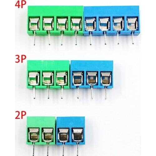 Blue Green 10Pcs/lot KF301-5.0-2P KF301-3P KF301-4P Pitch 5.0mm Straight Pin 2P 3P 4P Screw PCB Terminal Block Connector