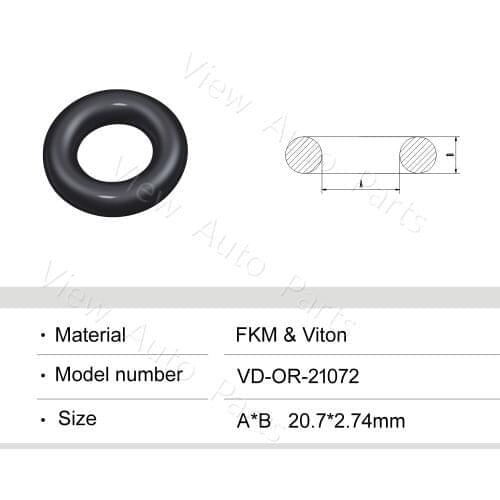 Top Quality 200pcs Fuel Injector Rubber oring seals Fuel Injector Repair Kits 20.7*2.74mm VD-OR-21072