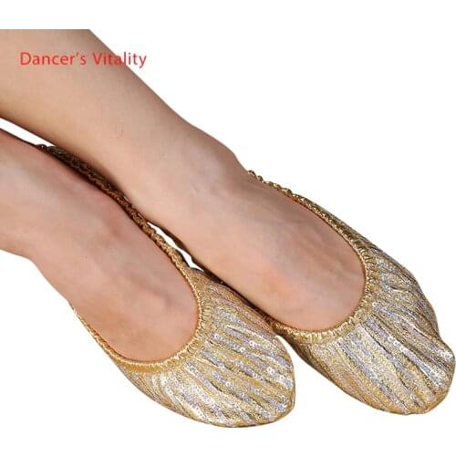 Cheap Wholesale women belly dance shoes lady belly dance accessories for dancer shoes on the stage belly dance sequins shoes