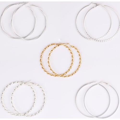 Hgflyxu Gold Silver color Matte color Big hoop Earrings for women round 7cm 8cm fashion Jewelry Women Accessories