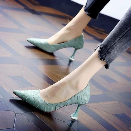 Black High Heel Women 2021 New Korean Style Working Womens Shoes Fine Heel Pointed Professional Temperament Single Shoes Women